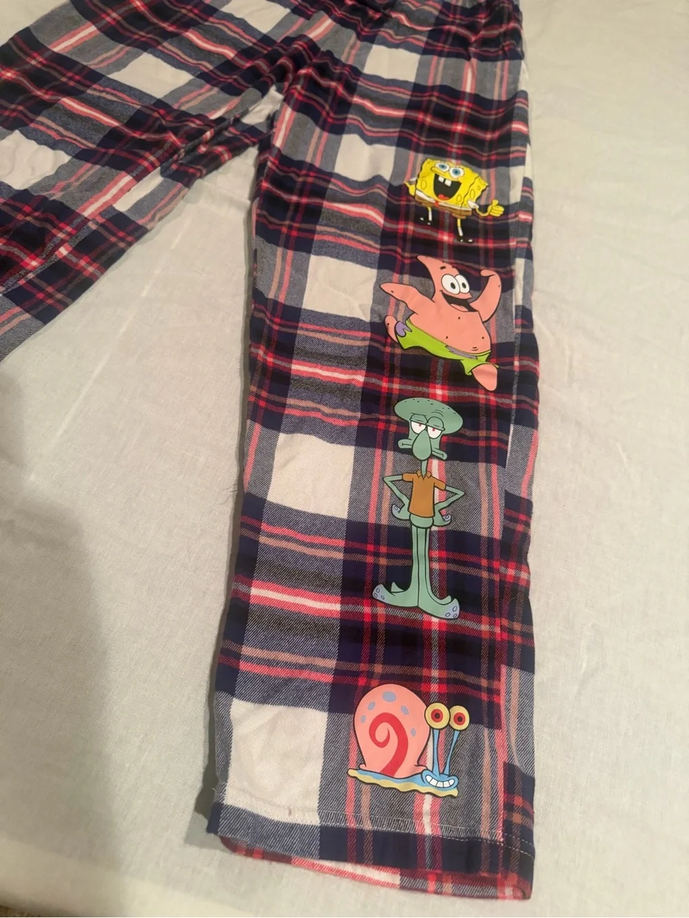 Aeropostale x Nickelodeon Spongebob Pajama Red Plaid Flannel Pants, Adult Small